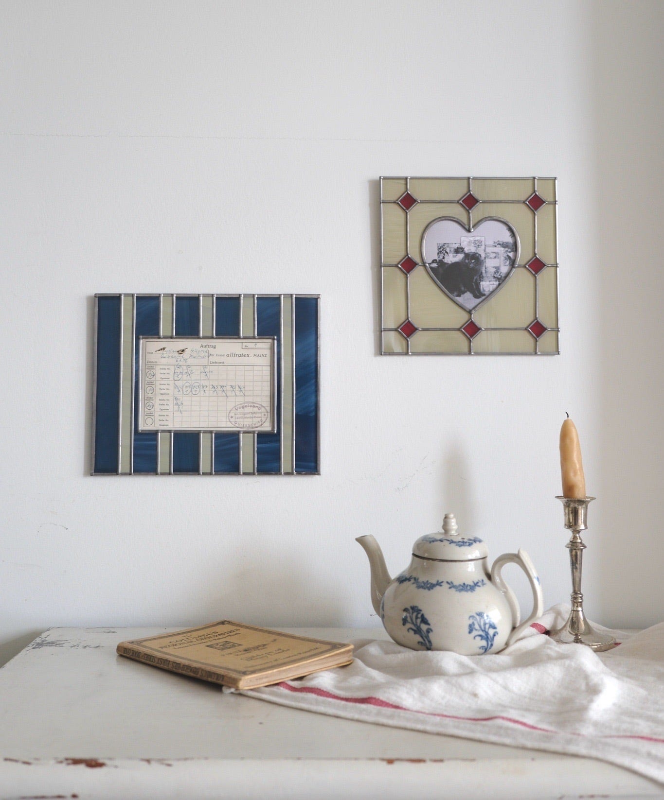 Handmade Korean Glass Art frame displayed as a workshop design example.