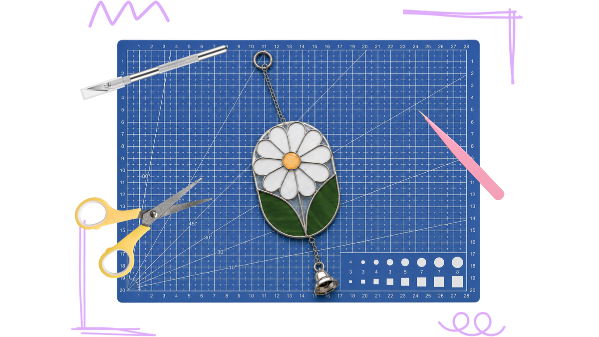 Creating a handmade Korean Glass Art flower suncatcher during a beginner-friendly workshop